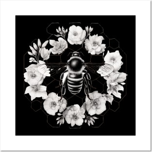 Black And White Bee Posters and Art